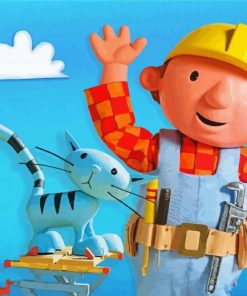 Bob The Builder and Cat paint by numbers