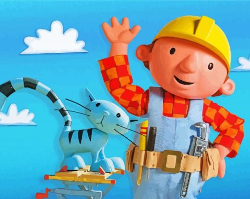 Bob The Builder and Cat paint by numbers