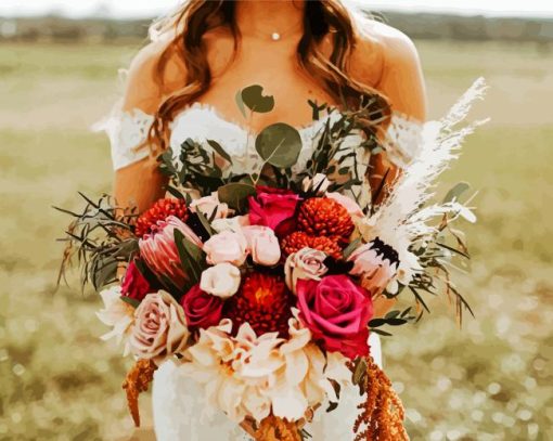 Boho Bridal Bouquet paint by numbers