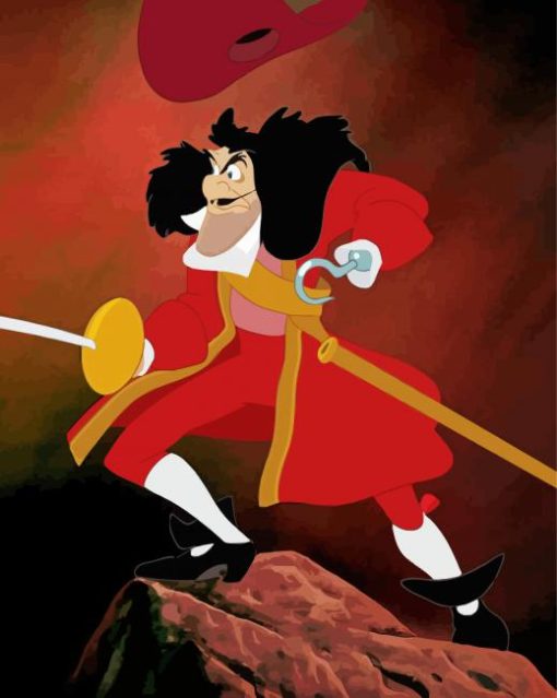 Captain Hook Cartoon Character paint by numbers