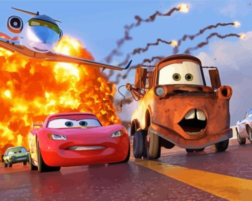 Cars 2 Animated Movie paint by numbers