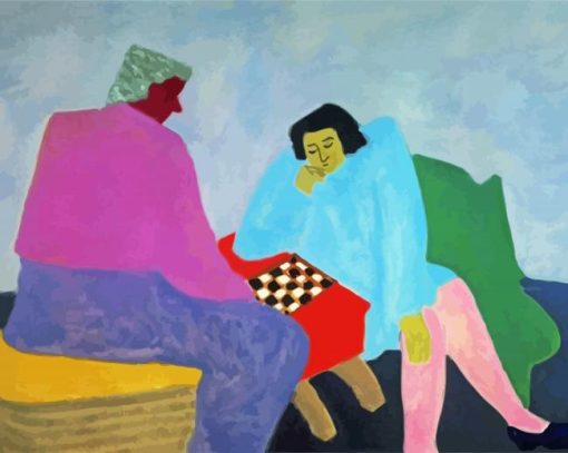 Checker Players by Milton Avery paint by numbers