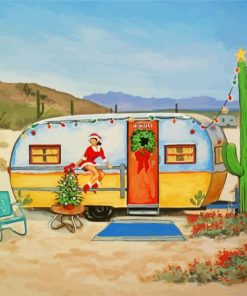 Christmas Travel Trailer paint by numbers