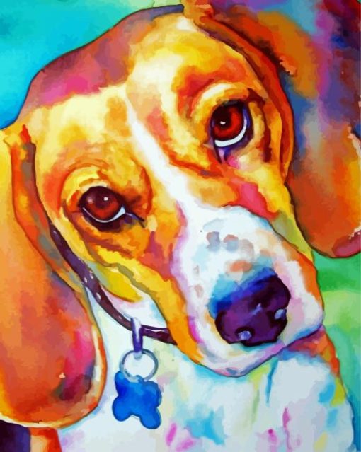 Colorful Beagle Puppy paint by numbers