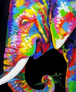 Colorful Elephant Head Art paint by numbers