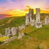 Corfe Castle at Sunset paint by numbers