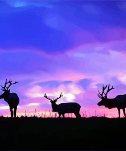 Deers Animals At Sunset paint by numbers