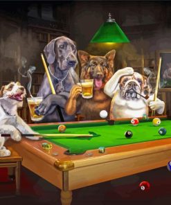 Dogs Playing Billiards paint by numbers