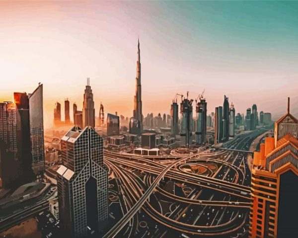 Dubai Skyline paint by numbers