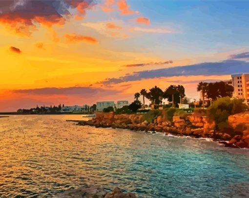 Fig Tree Bay Beach at Sunset paint by numbers