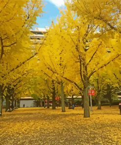 Golden Leaves Promenade paint by numbers