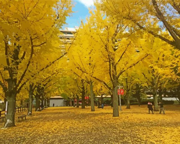 Golden Leaves Promenade paint by numbers