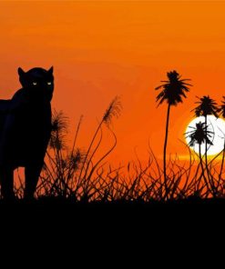 Jaguar Silhouette Animal At Sunset paint by numbers