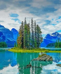 Maligne Lake Jasper Park Nature Landscape paint by numbers