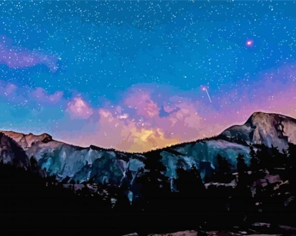 Mountains and Sky Night paint by numbers