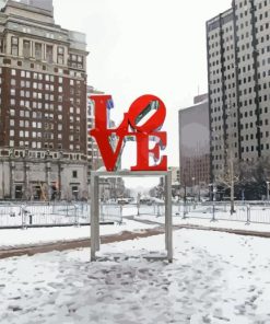 Philadelphia Love in Winter paint by numbers