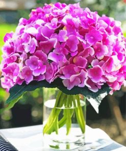 Purple Hydrangeas in Vase Glass paint by numbers