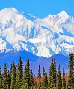 Snowy Denali Mountains paint by numbers