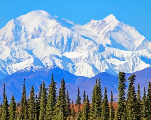 Snowy Denali Mountains paint by numbers