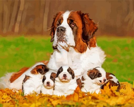 St Bernard Puppies paint by numbers