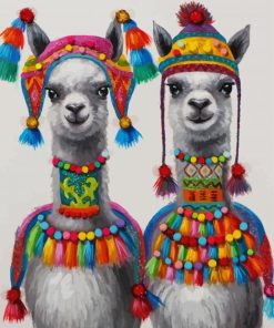 Stylish Llamas Animal paint by numbers