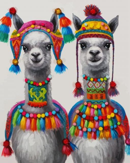 Stylish Llamas Animal paint by numbers