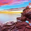 Sunset At Bass Harbor Head Lighthouse paint by numbers