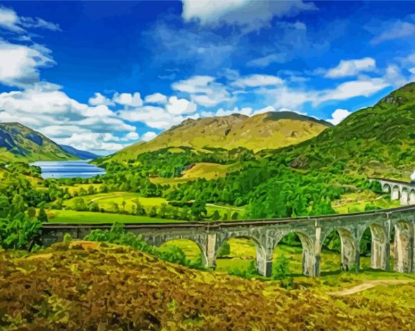 Train On Viaduct paint by numbers
