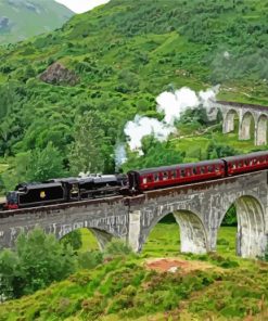 Trains On Viaduct paint by numbers