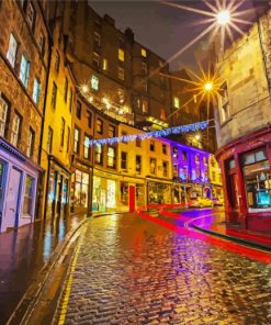 Victoria Street Edinburgh by Night paint by numbers