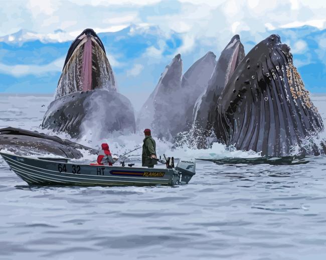Whales Little Boat paint by numbers