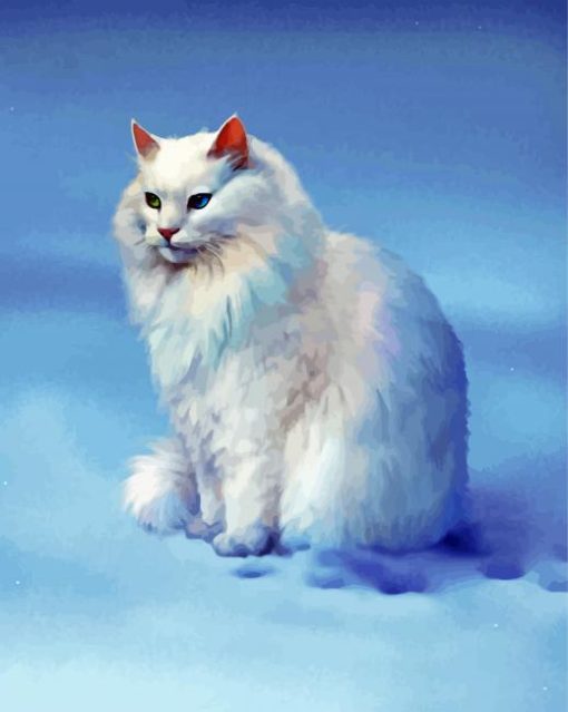 White Snow Cat Persian paint by numbers