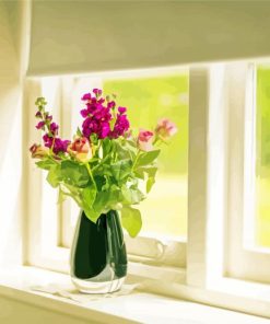 Windowsill Rose Flowers paint by numbers