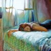 Woman Sleeping on Bed paint by numbers