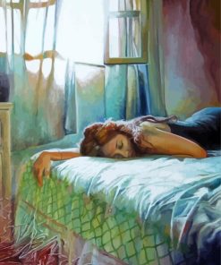 Woman Sleeping on Bed paint by numbers