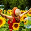 Woman in Field with Bubbles paint by numbers