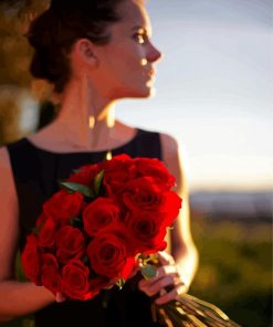 Woman With Red Flower paint by numbers