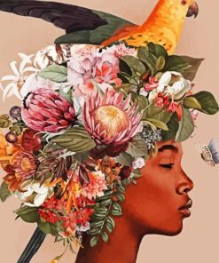 Aesthetic Floral Black Woman paint by numbers