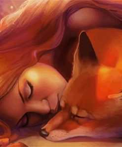 Aesthetic Woman and Fox paint by numbers