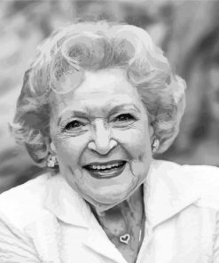 Black and White Betty White paint by numbers