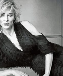 Black and White Cate Blanchett paint by numbers