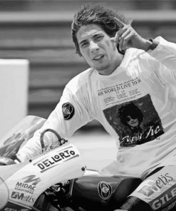 Black and White Marco Simoncelli paint by numbers