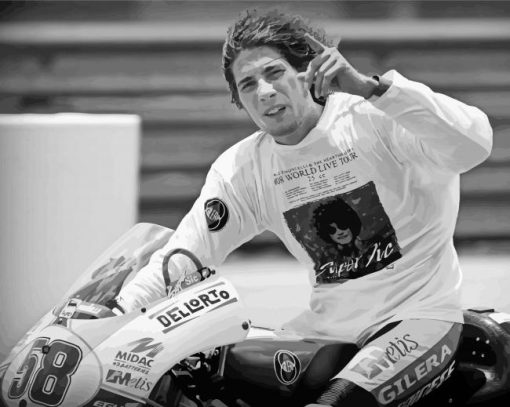 Black and White Marco Simoncelli paint by numbers