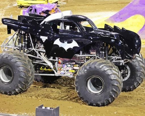 Black Batman Monster Truck paint by numbers