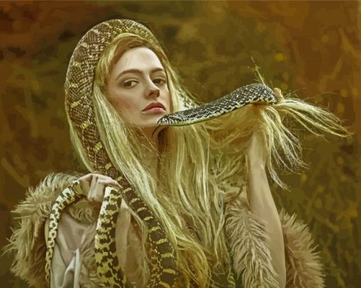 Blonde Girl with Snake paint by numbers