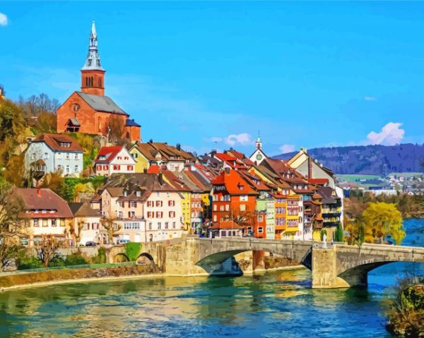 City Laufenburg Rhine River Germany Baden Wurttemberg paint by numbers