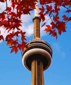 Cn Tower and Leaves paint by numbers