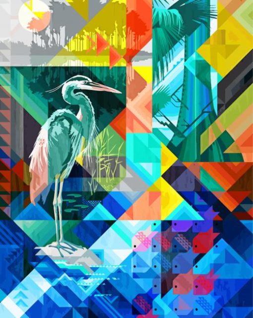 Colorful Abstract Cranes Birds paint by numbers