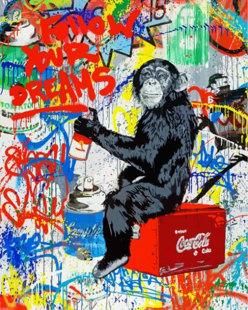 Colorful Banksy Monkey paint by numbers