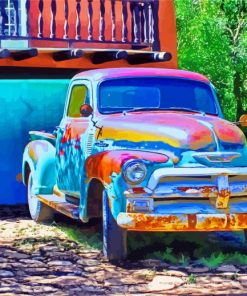 Colorful Rusty Truck Engines paint by numbers